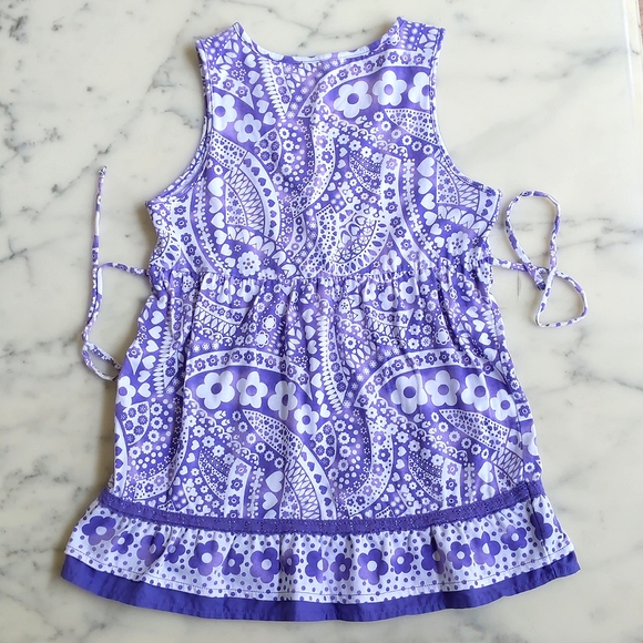 NWOT. Justice Cotton Blended Sleeveless Floral Top/Dress w/sparkling and ruffle. - Picture 6 of 6